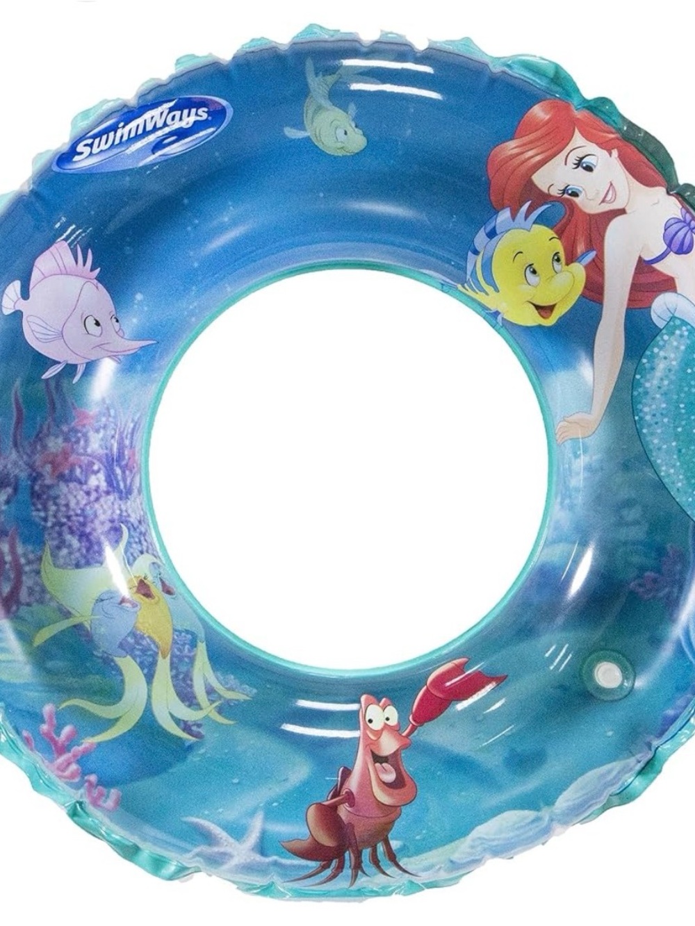 Disney Ariel Teal and Blue Inflatable Swim Tube with Flounder